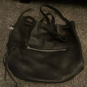 Black leather Rebecca Minkoff backpack purse